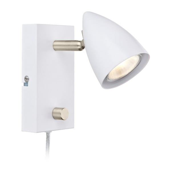 Bijela zidna svjetiljka s detaljima u srebrnoj boji Markslöjd Ciro