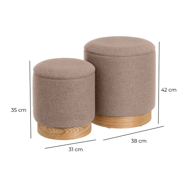 Svjetlo smeđi taburei 2 kom – Casa Selección-image-4