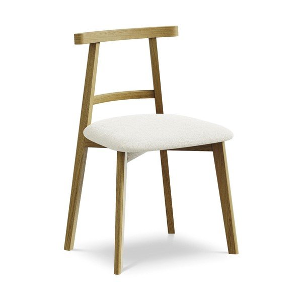 Krem blagovaonska stolica od masivnog drveta Ohelo – Makamii