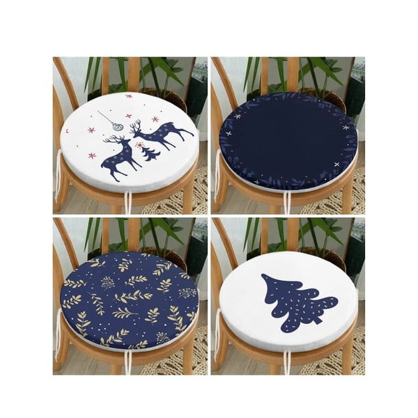 Jastuci za sjedenje u setu 4 kom s božićnim motivom ø 40 cm Blue Christmas – Mila Home-image-1