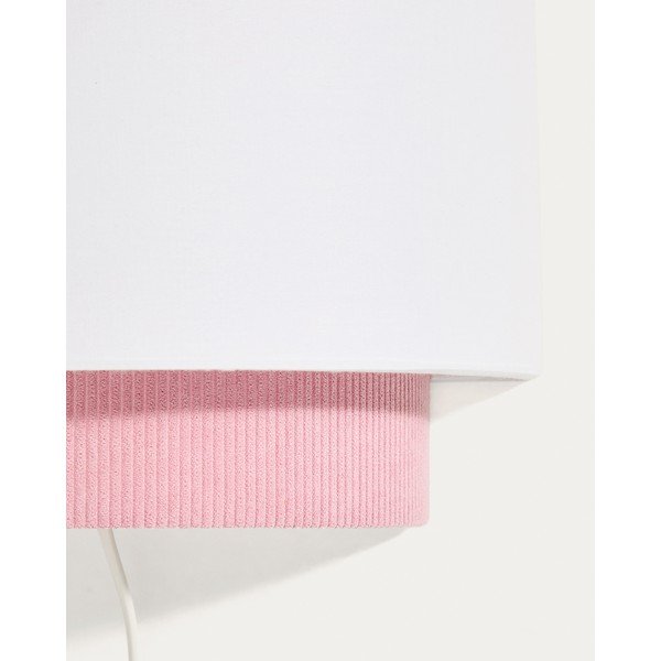 Bijela/svijetlo ružičasta dječja svjetiljka s tekstilnim sjenilom Bianella – Kave Home-image-2