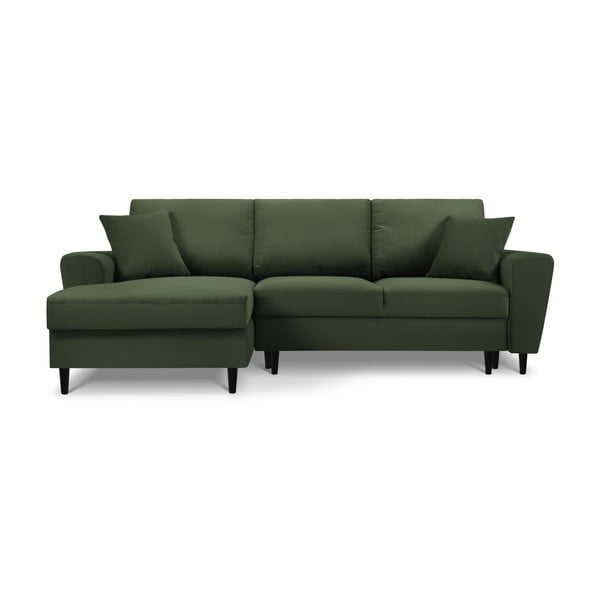 Zelena sklopiva/s prostorom za odlaganje kutna garnitura od samta (s lijevim kutom/s ležaljkom) Kyoto – Cosmopolitan Design