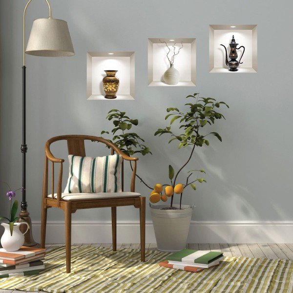 Set od 3 zidne 3D samoljepljive naljepnice Ambiance Decorative Objects-image-1