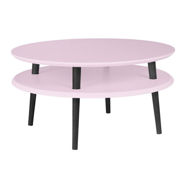 Svijetlo ružičasti stolić s crnim nogama Ragaba UFO, Ø 70 cm