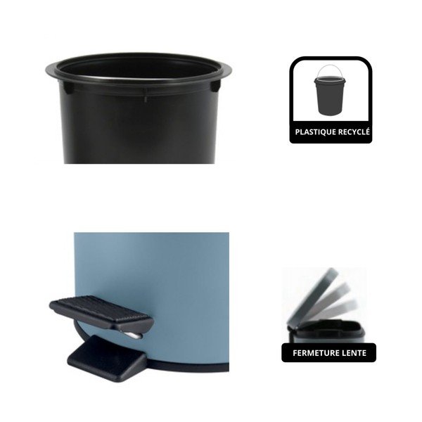 Svijetlo plava željezna kanta za smeće s pedalom 3 l   Adelar – Spirella-image-3