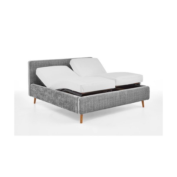 Svijetlo sivi tapecirani bračni krevet s podnicom 180x200 cm Primavera – Meise Möbel-image-4