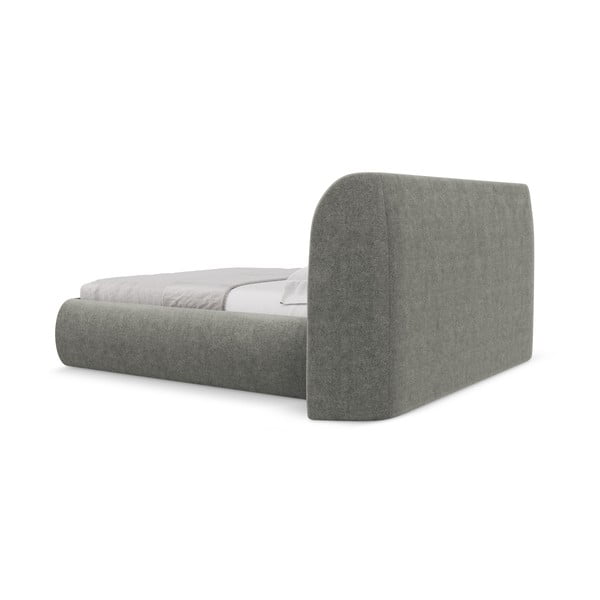 Sivi tapecirani bračni krevet s prostorom za odlaganje s podnicom 180x200 cm Hauke – Makamii-image-4