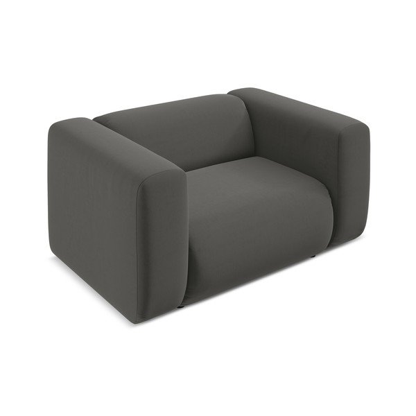 Siva baršunasti fotelja Ekahi – Makamii-image-3