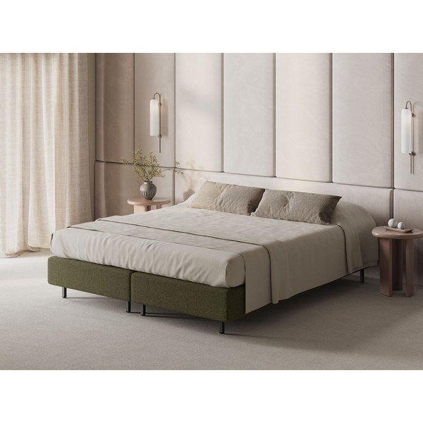 Zeleni tapecirani bračni krevet bez uzglavlja 200x200 cm Whale – Micadoni -image-1