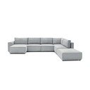 Svijetlo siva kutna garnitura od samta (s desnim kutom/u obliku slova "U") Nihad modular – Bobochic Paris
