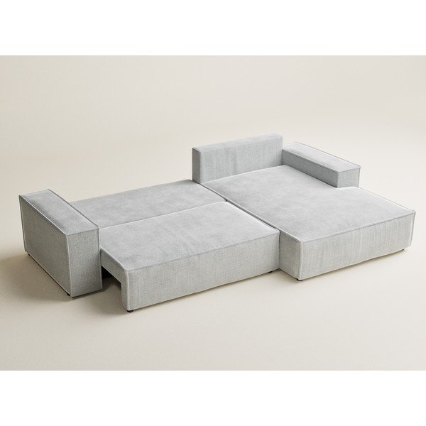 Svijetlo siva sklopiva/s prostorom za odlaganje kutna garnitura od šenila (s desnim kutom/s ležaljkom) Maze – Maison de Rêve-image-4