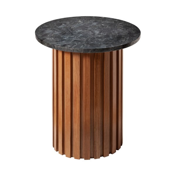 Stol od crnog granita s hrastovom bazom RGE Moon, ⌀ 50 cm