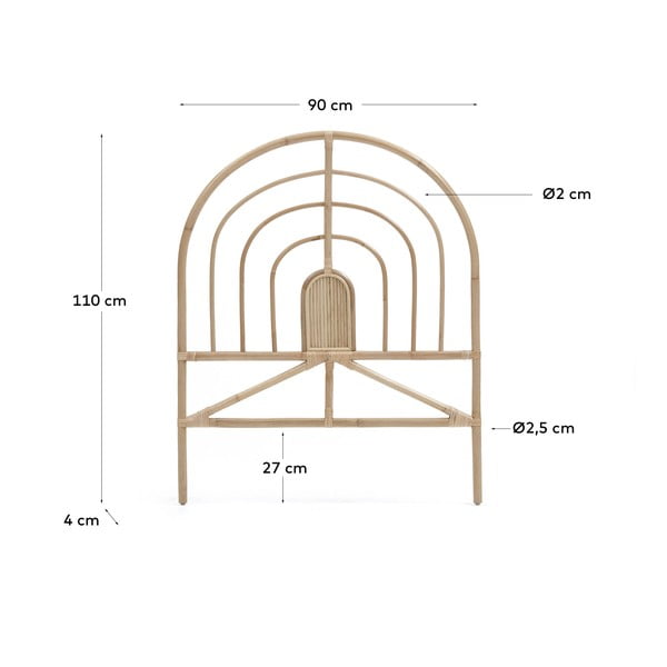 Uzglavlje od ratana u prirodnoj boji 90x110 cm Sundberg - Kave Home-image-2