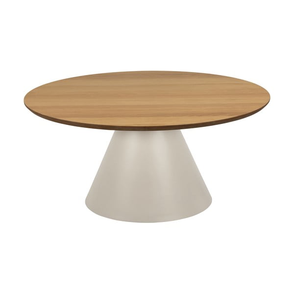 Krem/u prirodnoj boji okrugao stolić za kavu s pločom stola u dekoru hrasta ø 85 cm Soli – Actona