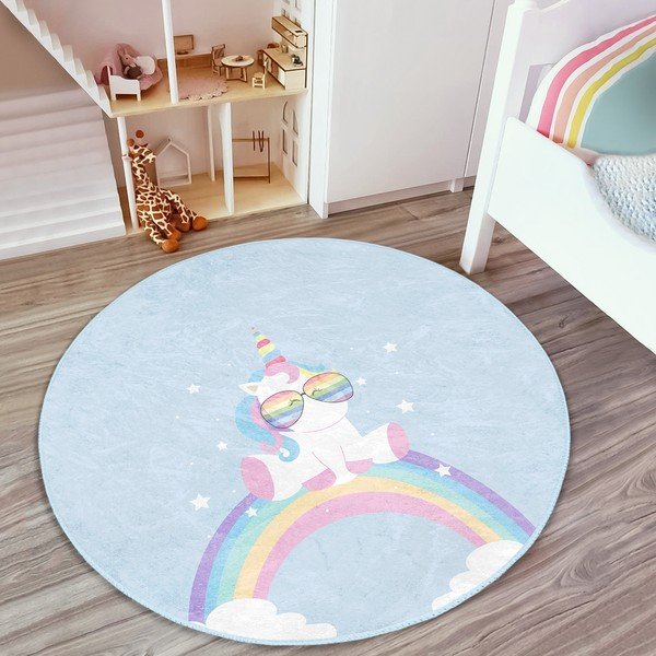 Svijetlo plavi dječji tepih ø 80 cm Comfort – Mila Home-image-3