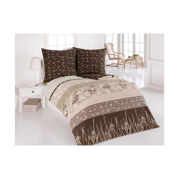 Posteljina s jastukom Elvira Brown, za krevet za jednu osobu, 135x200 cm
