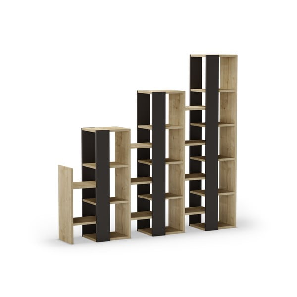 Crni/u prirodnoj boji regal u dekoru hrasta 158x151 cm Anissa – Marckeric-image-2