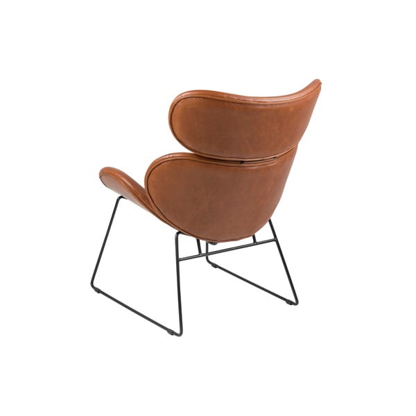 Smeđa fotelja od imitacije kože s crnim nogama Actona Cazar-image-2