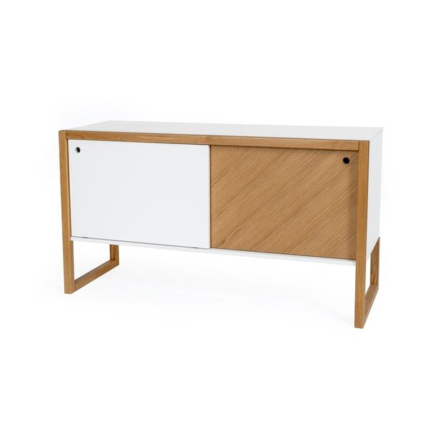 Smeđe-bijela komoda od hrastovog drveta Woodman Cubis-image-2