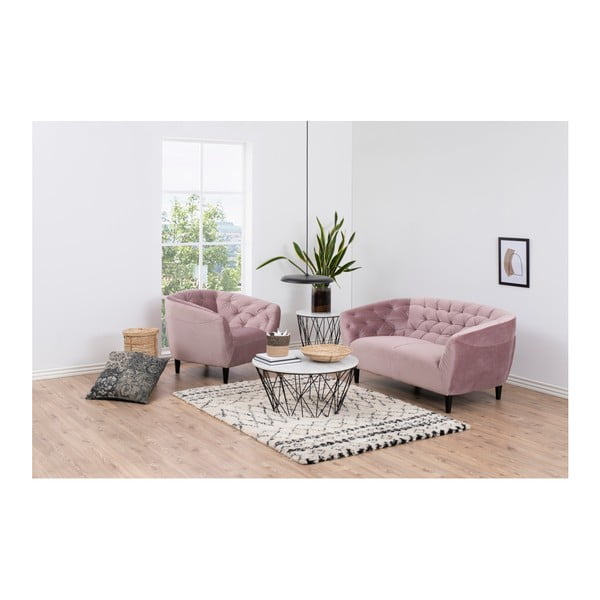 Puderasto roza baršunasta fotelja Actona Ria-image-1