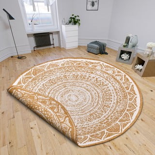 Oker žuti/bijeli okrugli vanjski tepih ø 140 cm Siruma – NORTHRUGS