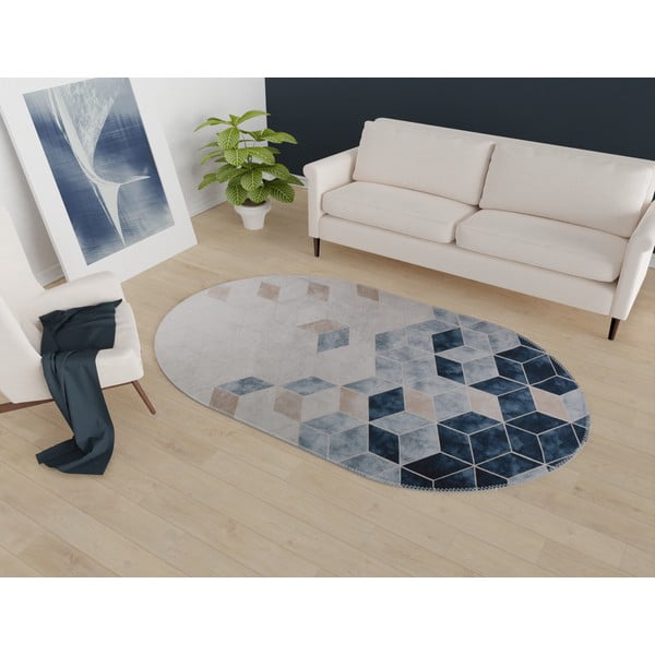 Bijelo-plavi perivi tepih 60x100 cm – Vitaus-image-1