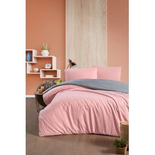 Pamučna posteljina za bračni krevet/s produženom plahtom  u boji lososa/siva 200x220 cm - Mila Home