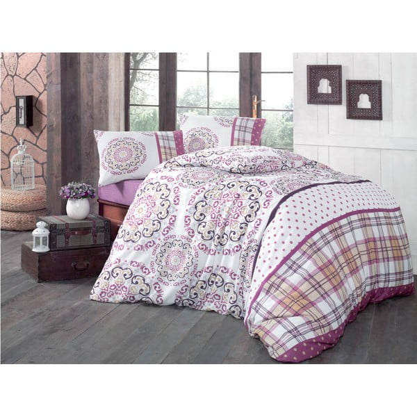 Pamučna posteljina s plahtama i 2 jastučnice Asya, 200 x 220 cm