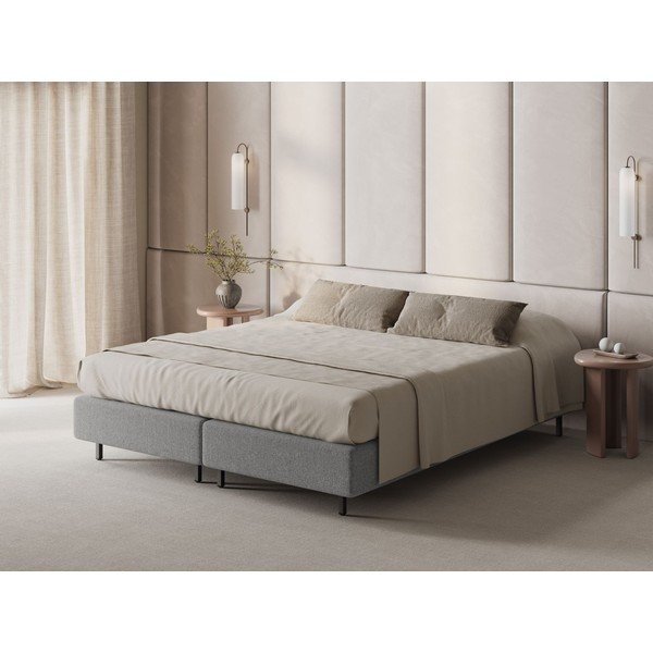 Sivi tapecirani bračni krevet bez uzglavlja 140x200 cm Whale – Micadoni -image-1