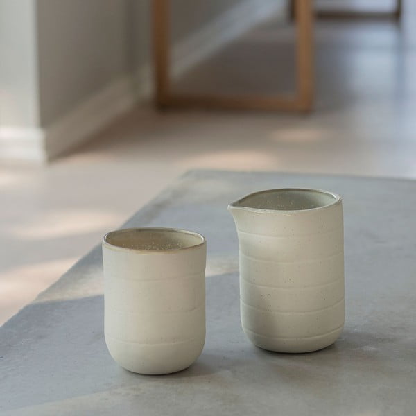 Bijele kamene šalice u setu 2 kom 0.3 l Sand Grain – Mette Ditmer Denmark-image-1