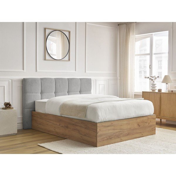 Sivi podstavljeni tapecirani/od iverice bračni krevet s prostorom za odlaganje s podnicom 160x200 cm Kumo – Bobochic Paris-image-2
