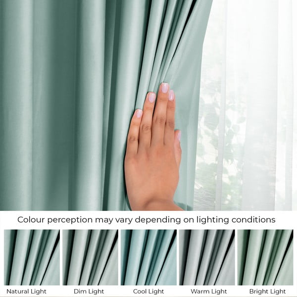 Svijetlo zelena zavjesa za djelomično zamračenje od samta 140x270 cm Eyelets – Restilo-image-4