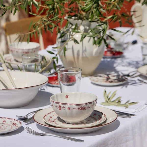 Crveni/bijeli desertni tanjur od kamenine ø 21 cm Vila – Costa Nova-image-2