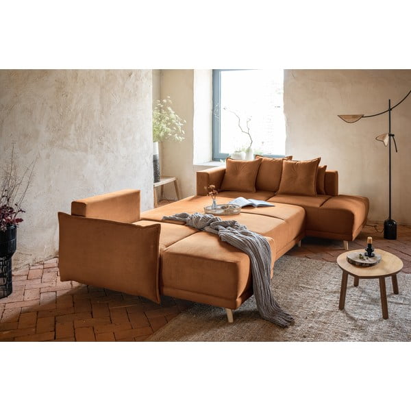 Ciglasta sklopiva kutna garnitura od samta (s desnim kutom/u obliku slova "U") Lazy Lukka – Miuform-image-4