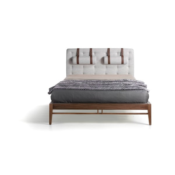 Bračni krevet s nogama od oraha Ángel Cerdá Olivia, 150 x 200 cm