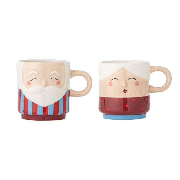 Crvene šalice u setu 2 kom s božićnim motivom glinene 280 ml Granny – Bloomingville