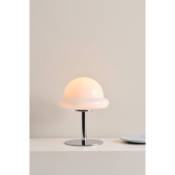 Bijela/u sjajno srebrnoj boji stolna lampa od opalnog stakla (visina 26 cm) Bubba – Jotex-image-1