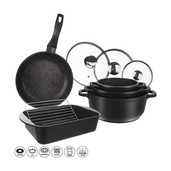 5-dijelni set aluminijskog posuđa s 3 poklopca i rešetkom Orion Grande-image-2