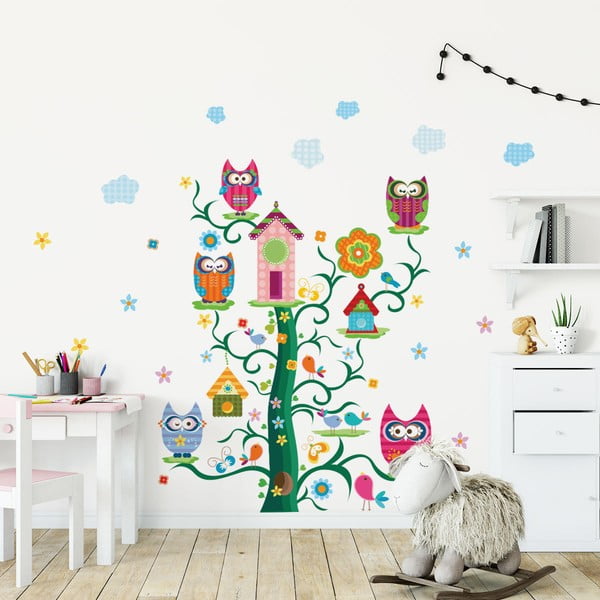 Set dječjih zidnih naljepnica Ambijentalne sove i njihovo čarobno drvo