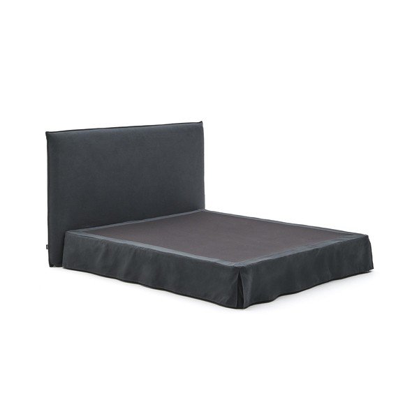 Antracitno sivi tapecirani bračni krevet 180x200 cm Jaira – Kave Home