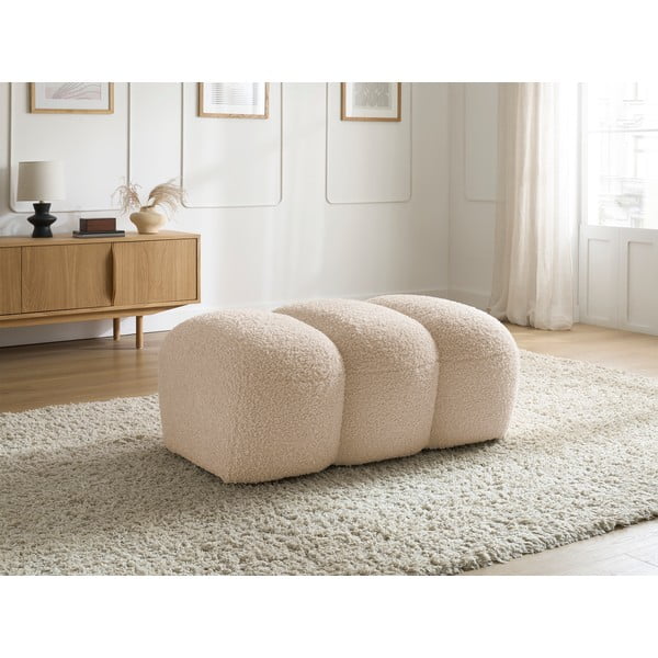 Bež tabure od bouclé tkanine Hippolyte – Bobochic Paris-image-1