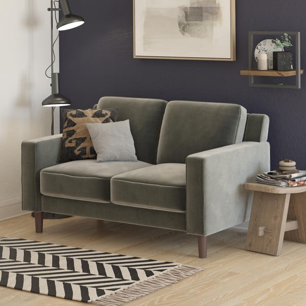 Siva baršunasti sofa 83 cm Brynn – Støraa-image-1