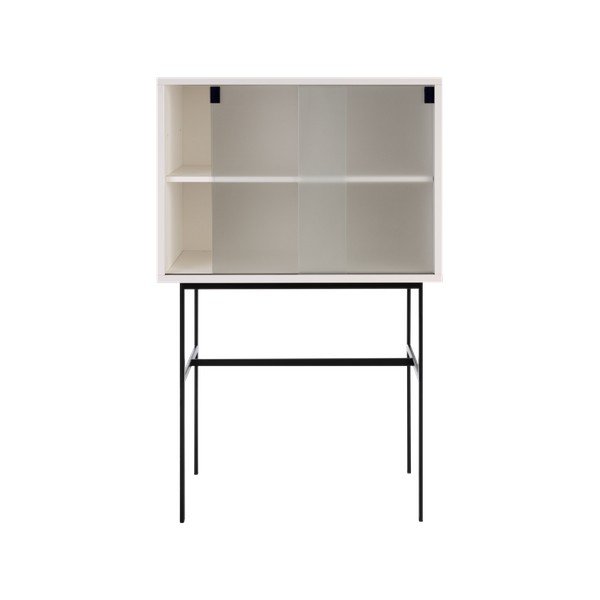 Sivo-bež vitrina s kliznim vratima 70x109x40 cm Lekko – noo.ma-image-3