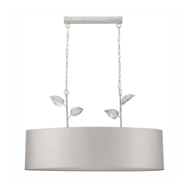 Viseća svjetiljka u sjajno srebrnoj boji s tekstilnim sjenilom Noemi – LAMKUR
