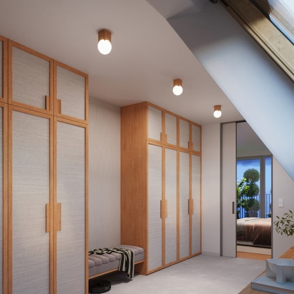 Stropna svjetiljka u prirodnoj boji sa staklenim sjenilom 12x12 cm Rayer – Sollux-image-4