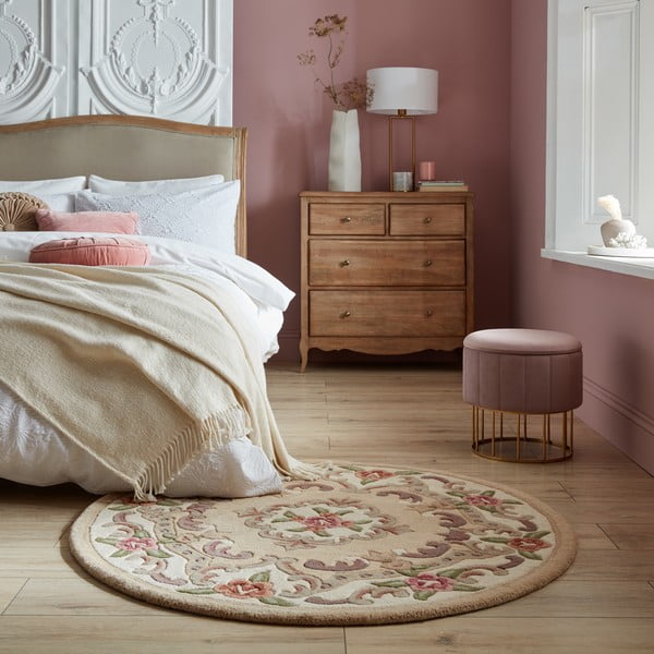 Bež vuneni tepih Flair Rugs Aubusson, ⌀ 120 cm-image-1