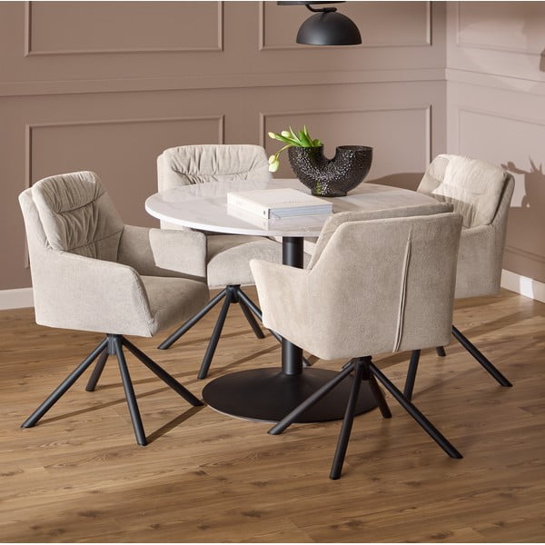 Bež podstavljena blagovaonska stolica s naslonima za ruke Alonso – Actona-image-1