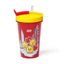 Crvena čaša sa žutim poklopcem i slamkom LEGO® Iconic, 500 ml