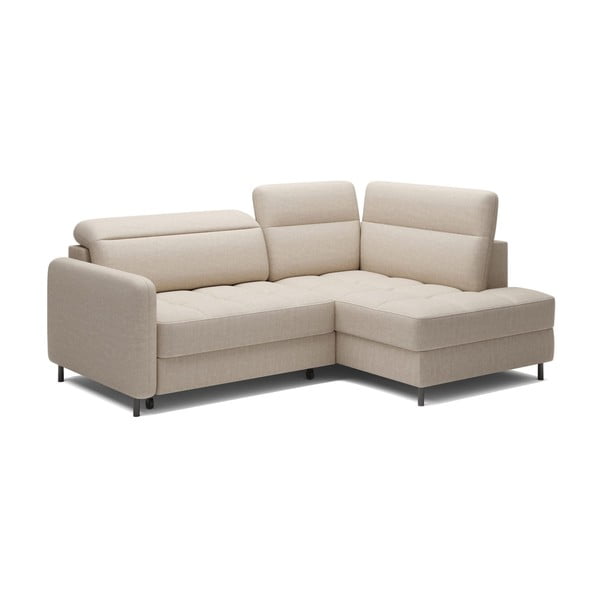 Bež baršunasti sklopiva/s prostorom za odlaganje kutna garnitura (s desnim kutom/u obliku slova L) Barea – ELTAP-image-2