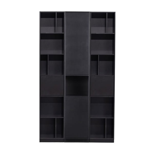 Crna modularna biblioteka od masivnog bora 120x210 cm Finca – WOOOD